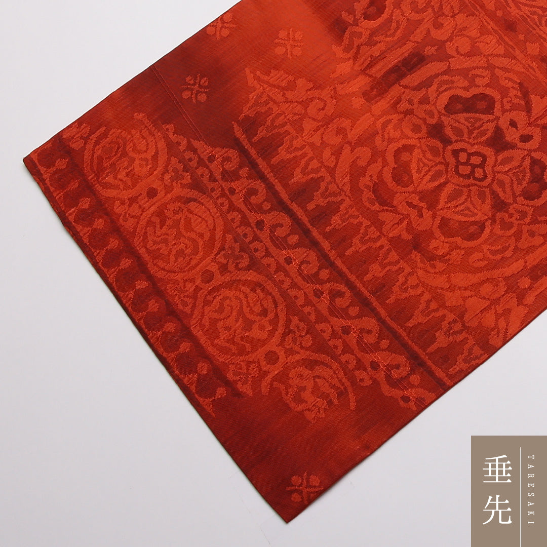 袋帯 帯丈432cm 正絹 全通 インフォーマル 宝相華 朱系 1243-01390