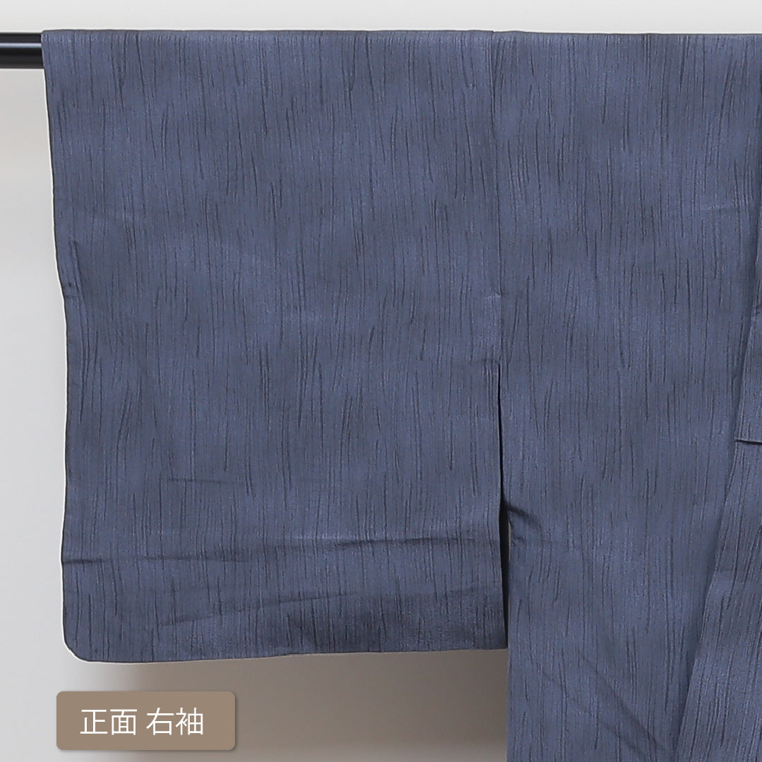 小紋 単衣 身丈147cm 裄丈61cm 正絹 Sランク インフォーマル バチ衿 XSサイズ ぼかし染 抽象柄 紺系 RP 1221-01359