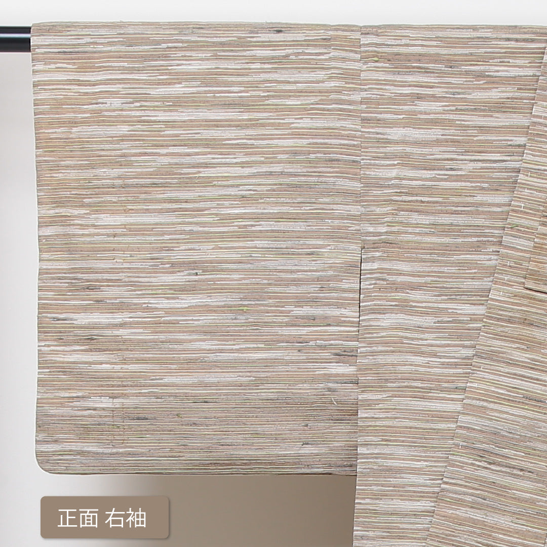 紬 単衣 身丈150cm 裄丈62cm 正絹 Sランク カジュアル 広衿 Sサイズ 無地 上品 優しい クリーム系 RP 1223-02899