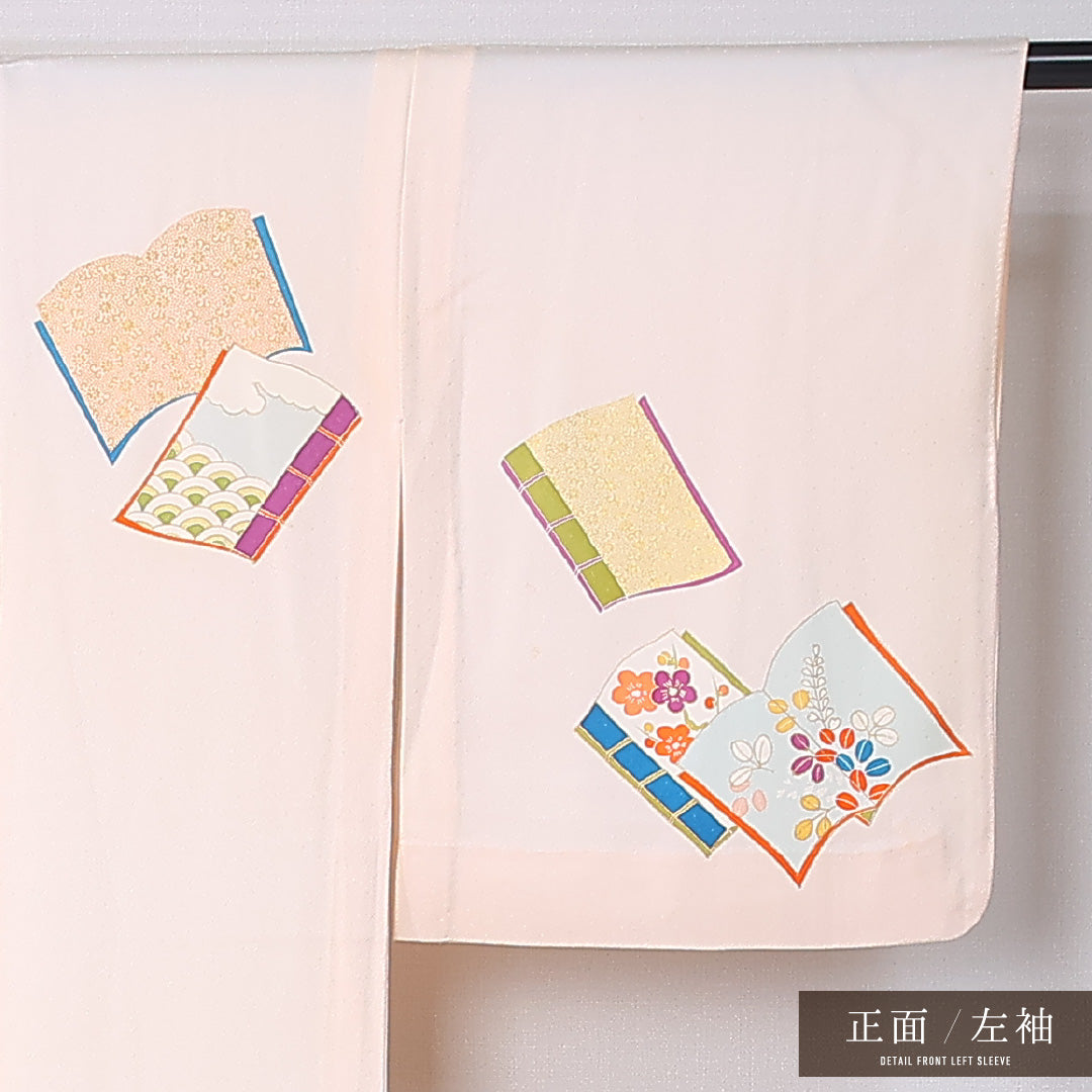 訪問着 身丈160cm 裄丈64.5cm Bランク L 正絹 単衣 広衿 吉祥文様 色紙 菊 紅葉 セミフォーマル ピンク系 1212-12229