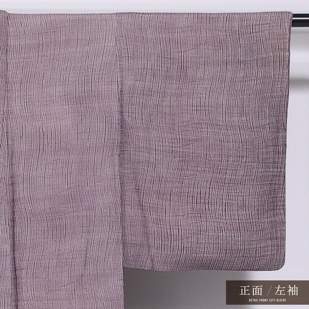 小紋 袷 身丈163cm 裄丈62cm 正絹 Cランク インフォーマル バチ衿 Lサイズ 創作柄 紫系 HP 1221-11849