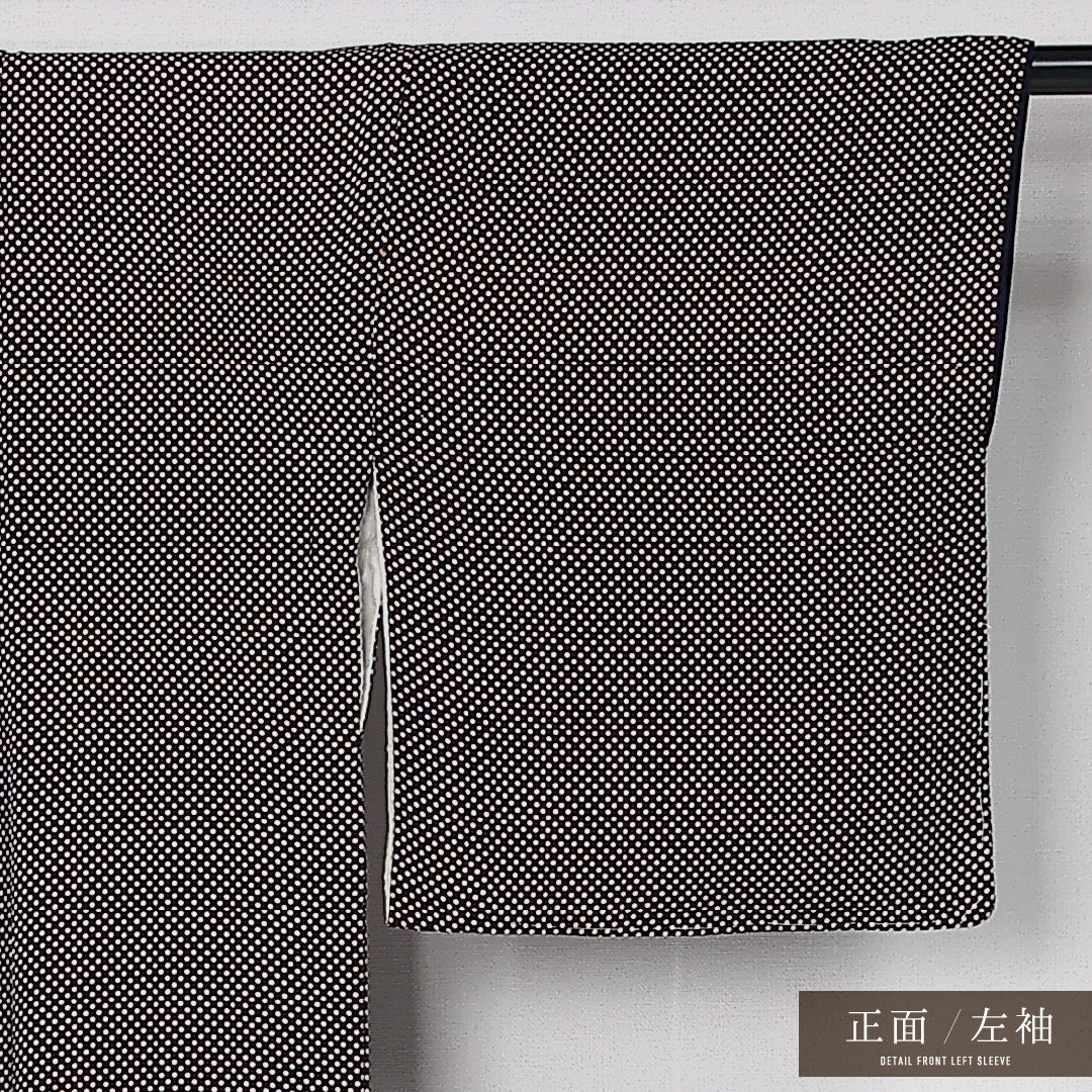 アンティーク 小紋 袷 身丈150cm 裄丈62cm 正絹 Aランク 広衿 Sサイズ ドット 紺系 M4 1221-12510