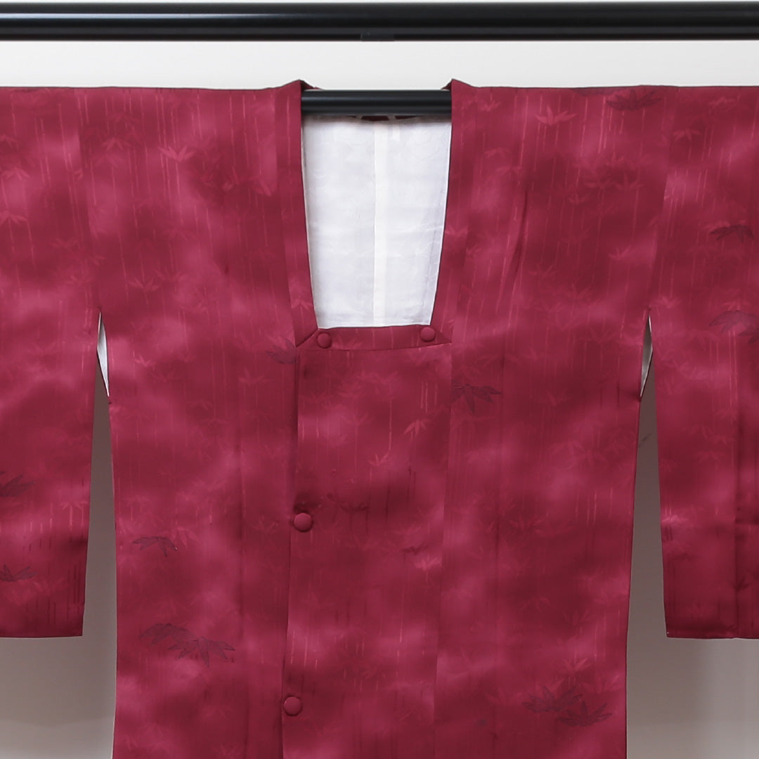 道行コート 身丈84cm 裄丈63cm 正絹 Sランク S 笹 赤系 1217-00387