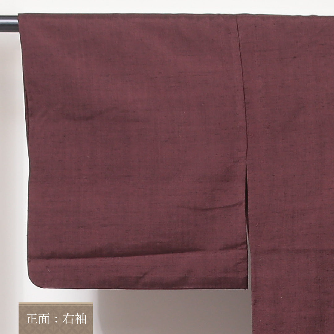 紬 単衣 身丈149cm 裄62cm 正絹 茶系 Aランク 1216-01026