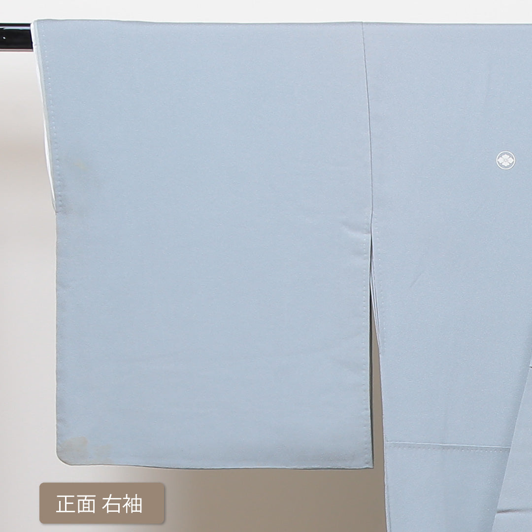 色留袖 五つ紋 丸に花菱 身丈151cm 裄丈66.5cm Cランク 正絹 袷 広衿 S 山水 丸に花菱 フォーマル 青系 1211-F0174