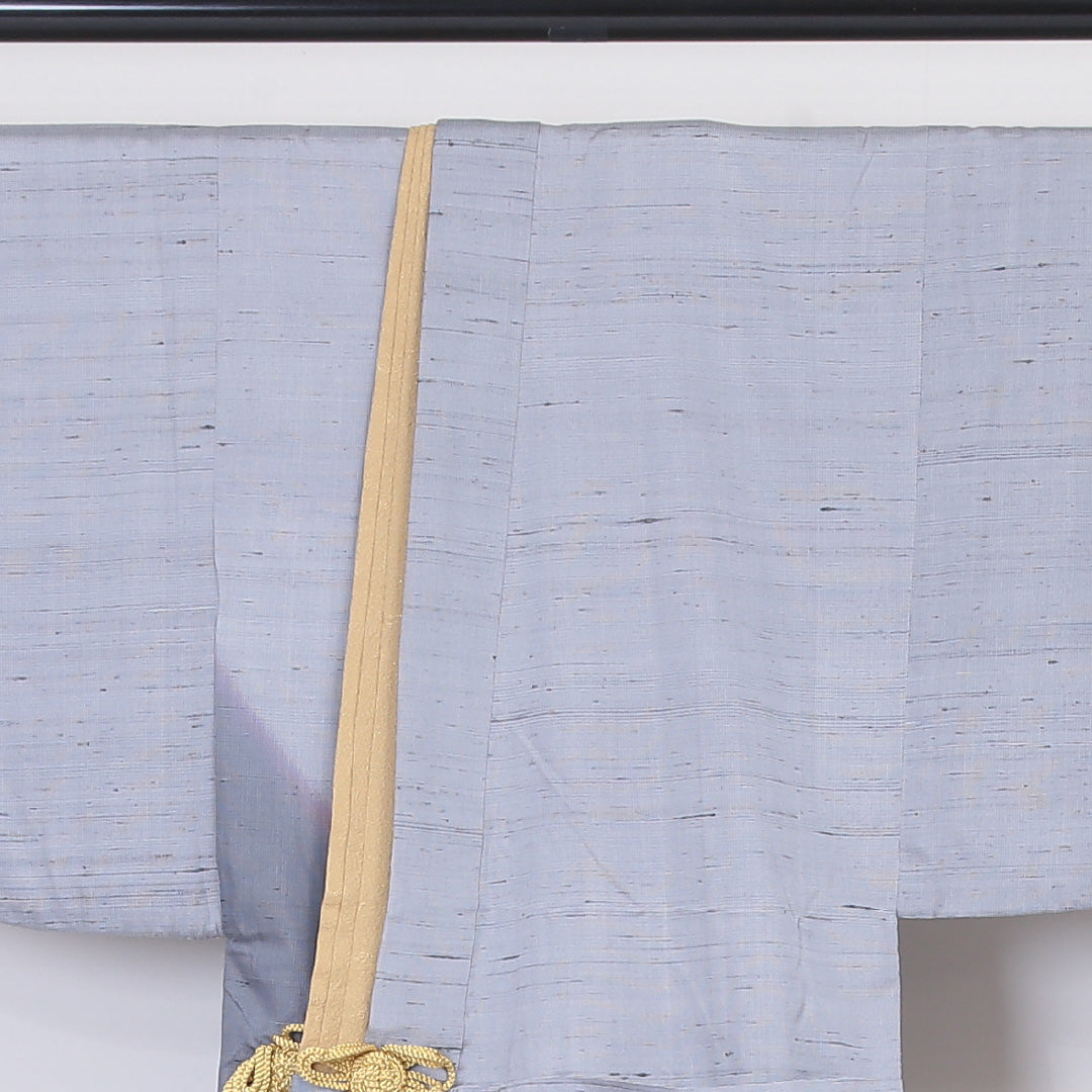 道中着 袷 身丈90cm 裄67.5cm 正絹 Aランク 紬 グレー系 1217-00562