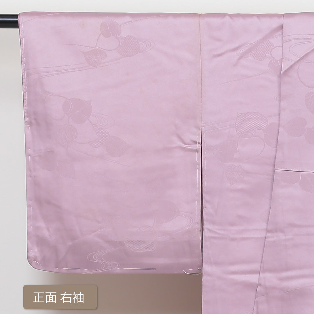 色無地 袷 身丈151cm 裄63cm 地紋あり ポリエステル ピンク系 Cランク 1214002825213