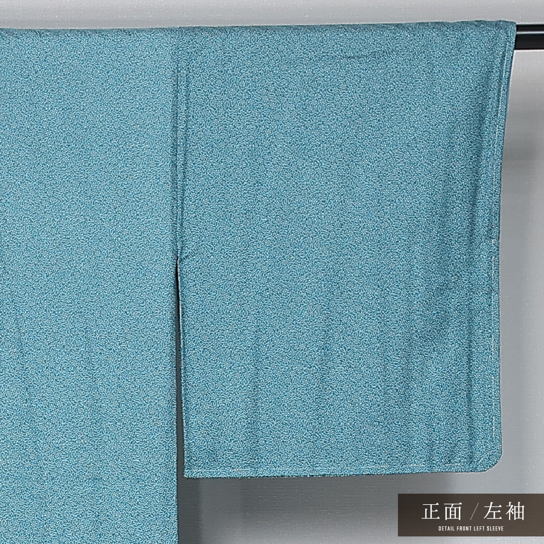 江戸小紋 身丈160cm 裄丈64.5cm Sランク L 正絹 袷 バチ衿 カジュアル 水色系 1262-12030