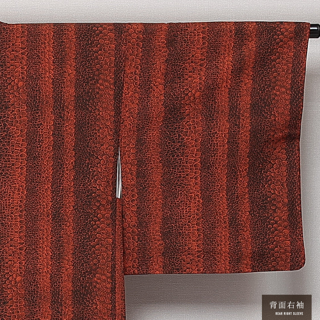 羽織 袷 身丈78cm 裄丈64cm 正絹 Aランク カジュアル Mサイズ 紐あり 創作柄 朱系 HP 1232-13852