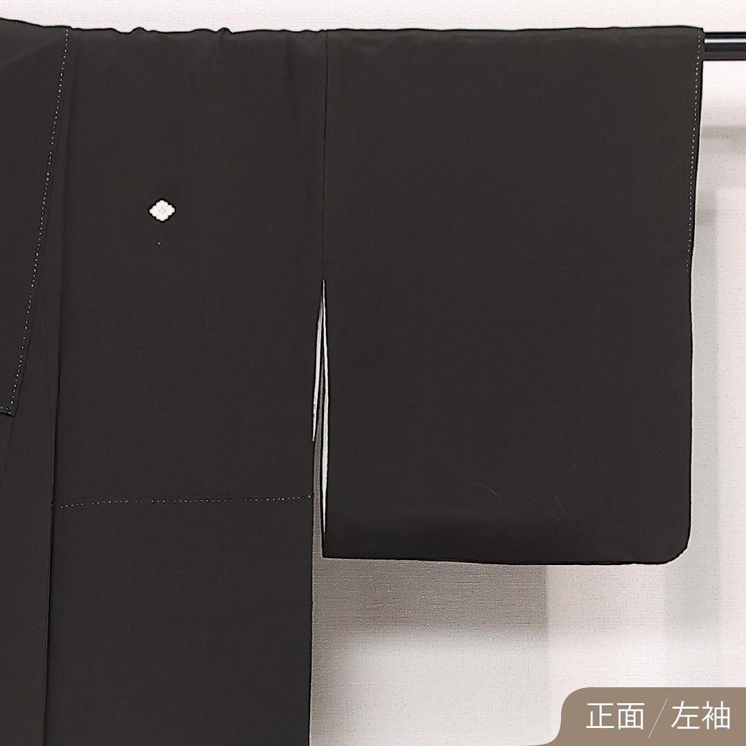 黒留袖 五つ紋 花菱 身丈164cm 裄丈64cm Aランク ポリエステル 洗える着物 袷 比翼 広衿 L 刺繍 唐獅子 フォーマル 独創的 重厚感 黒系 1211-F0579