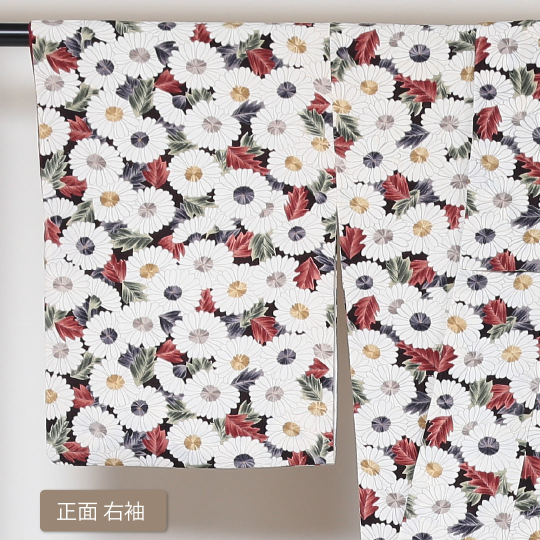 小紋 袷 身丈157cm 裄丈65cm 正絹 Cランク インフォーマル 広衿 Mサイズ 花柄 白系 HP 1221-01521