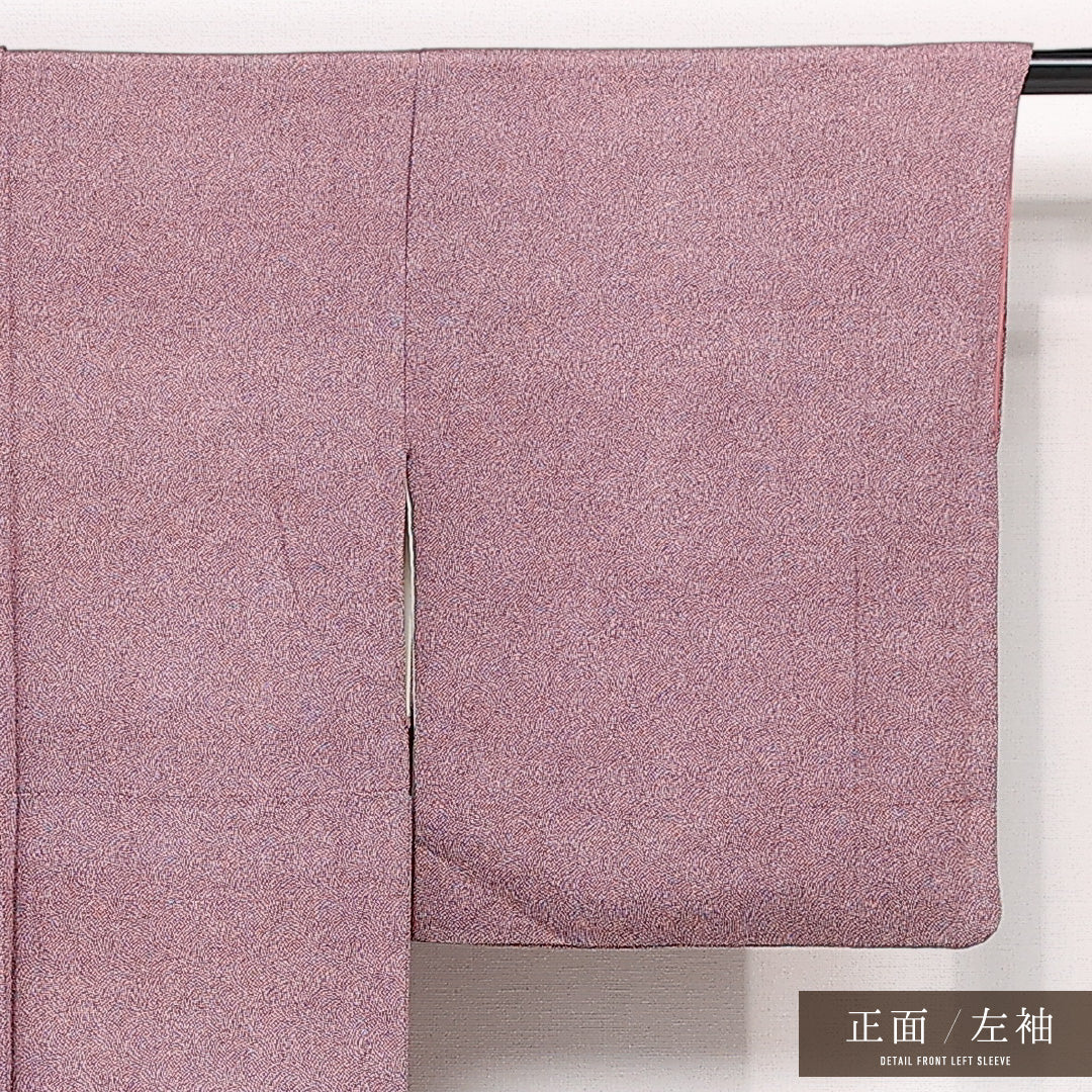 江戸小紋 (鮫) 袷 身丈156cm 裄丈64cm 正絹 Sランク 一つ紋 (橘) セミフォーマル 広衿 Mサイズ 紫系 RP 1220-13368