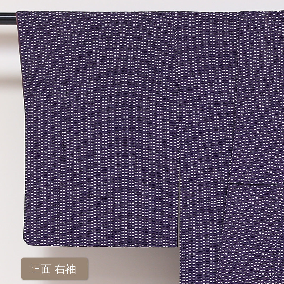 小紋 袷 身丈159cm 裄丈64cm 正絹 Sランク インフォーマル 広衿 Mサイズ ドット 紫系 RP 1221-01793
