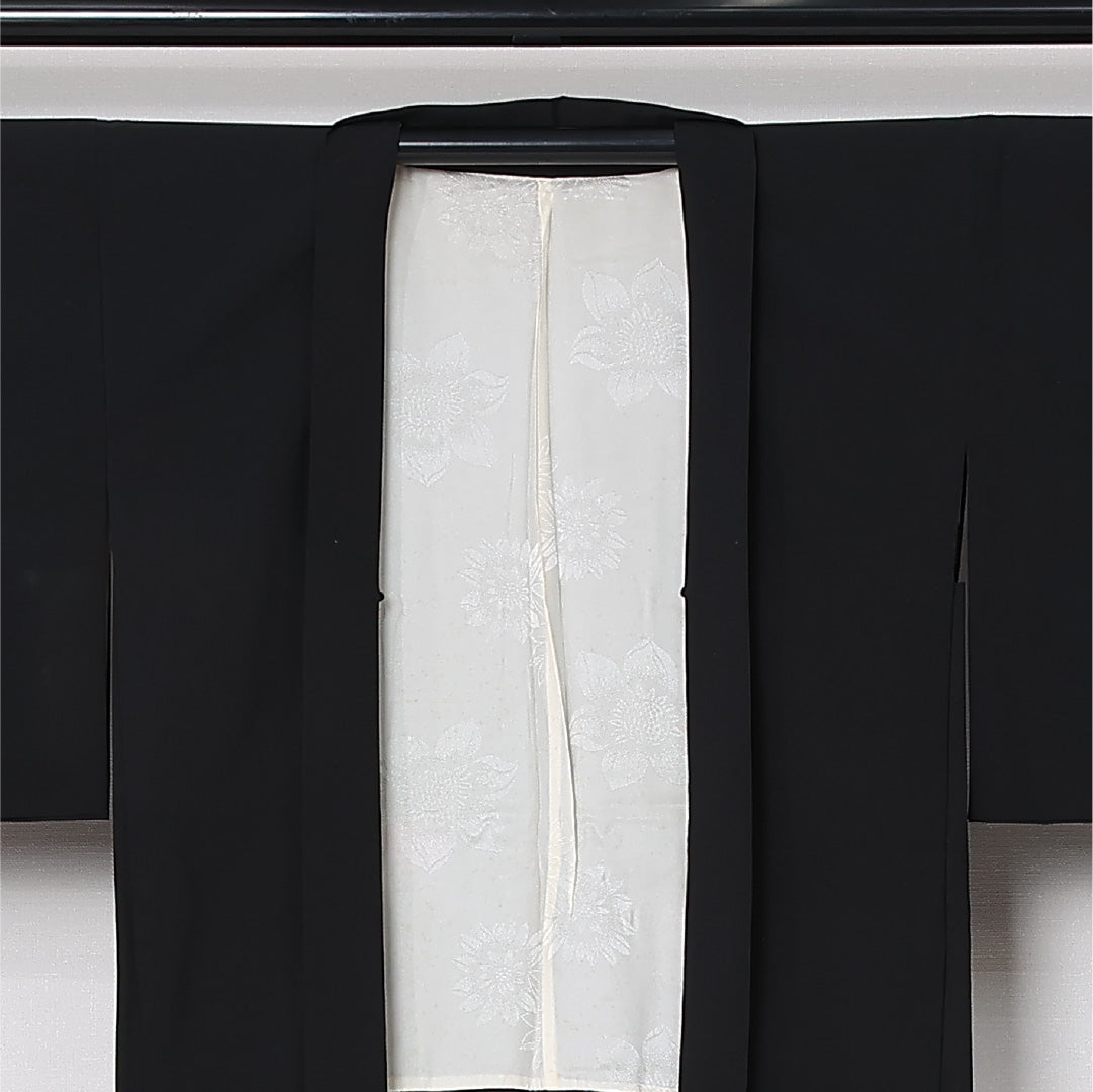 黒羽織 袷 身丈82cm 裄丈64cm 正絹 Cランク インフォーマル Mサイズ 花車 黒系 LP 1233-12841