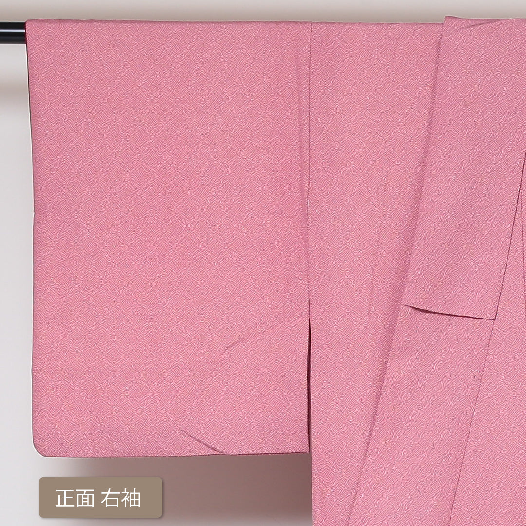 江戸小紋 袷 身丈158cm 裄63.5cm ピンク系 正絹 Bランク 1215-01577-4313