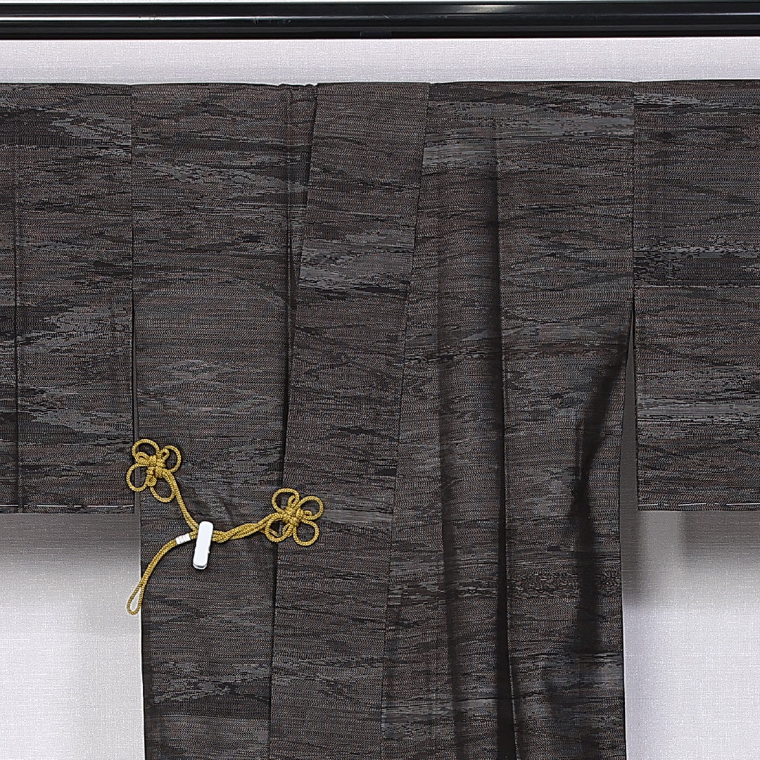 道中着 (大島紬) 袷 身丈81cm 裄丈64cm 正絹 Sランク インフォーマル Mサイズ 泥染め 霞 グレー系 RP 1236-10746