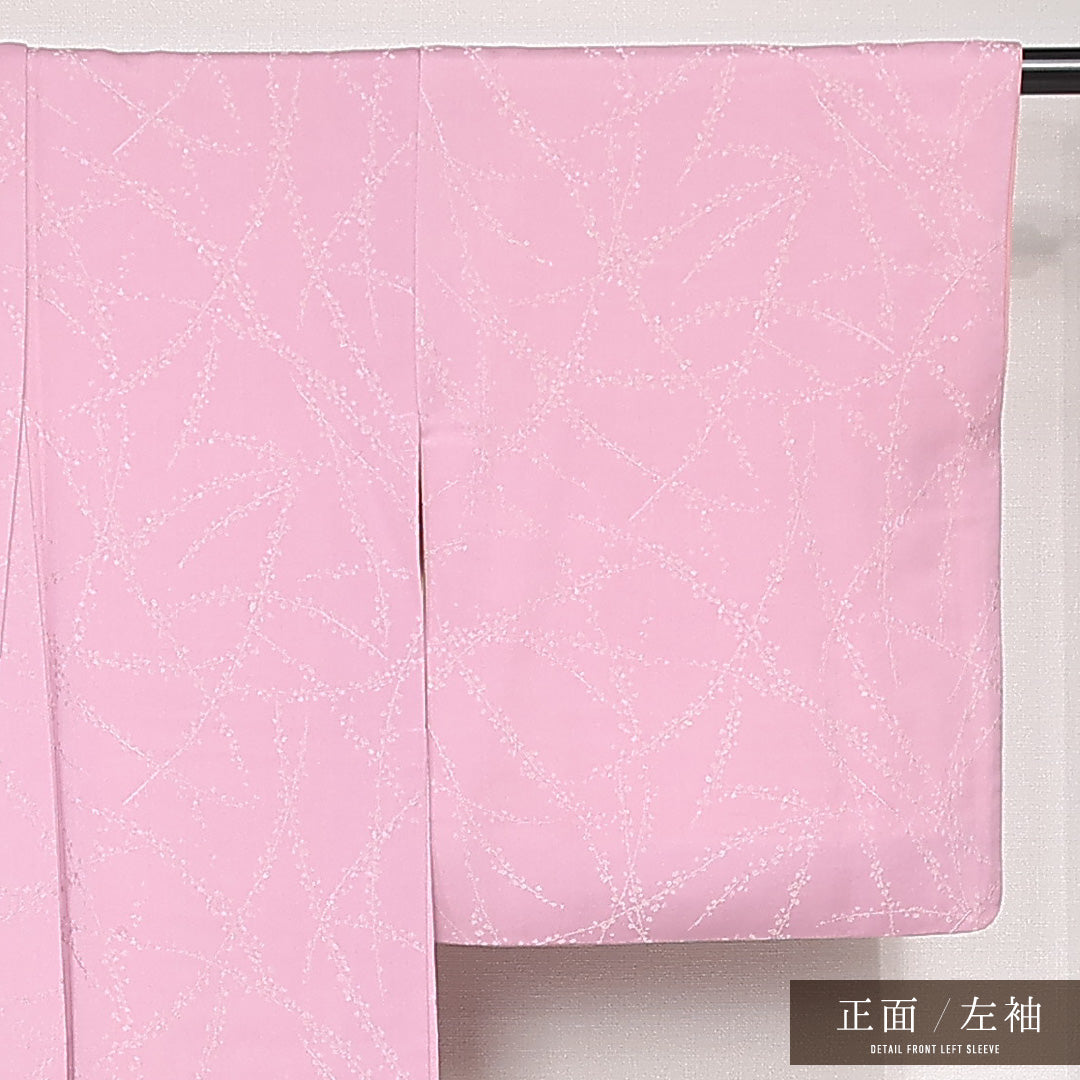 夏物 小紋 絽 身丈167cm 裄丈62cm 正絹 Aランク 紋意匠 (萩) インフォーマル バチ衿 XLサイズ 黒系 RP 1221-13192