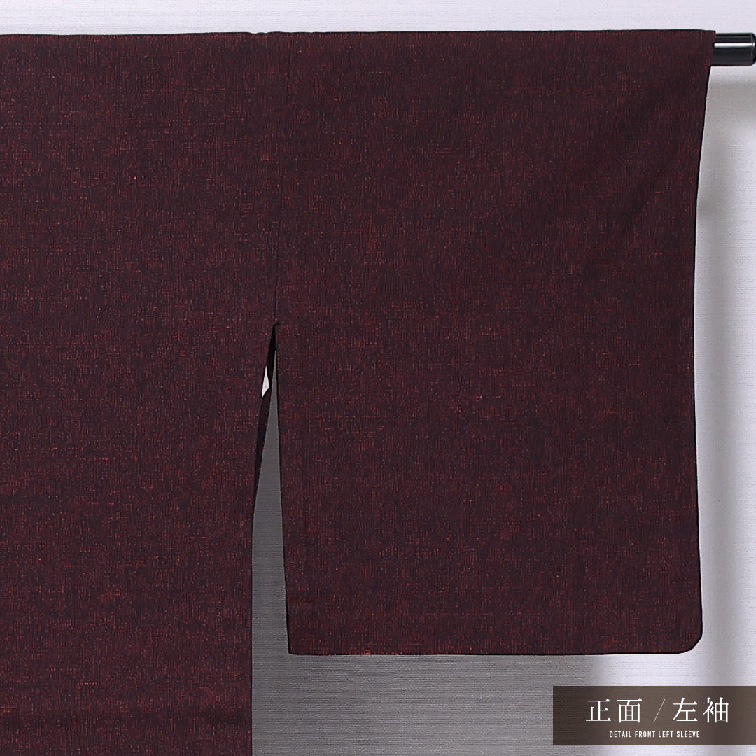 洗える着物 ウールの紬 単衣 身丈158cm 裄丈64cm ウール Aランク カジュアル 広衿 Mサイズ 創作柄 赤系 RP 1223-11703