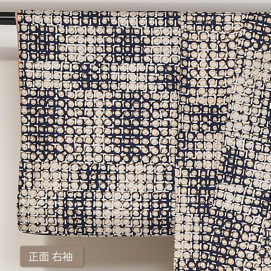 小紋 袷 身丈151cm 裄丈62cm 正絹 Aランク インフォーマル 広衿 Sサイズ 創作柄 水玉 多色系 HP 1221-01695