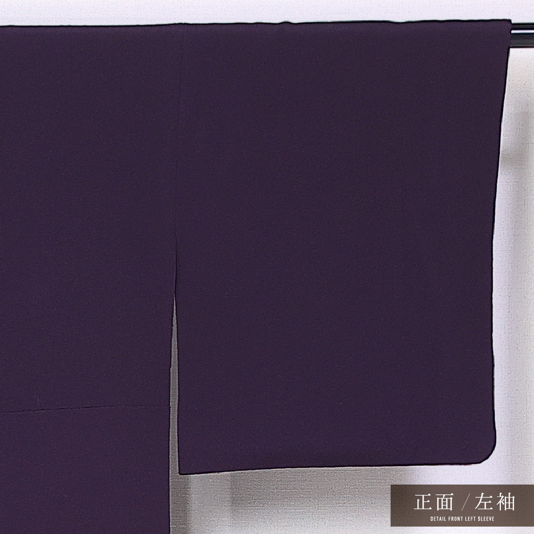 色無地 袷 身丈154cm 裄丈62cm 正絹 Sランク セミフォーマル 一つ紋 広衿 Sサイズ 無地 紫系 RP 1219-11342