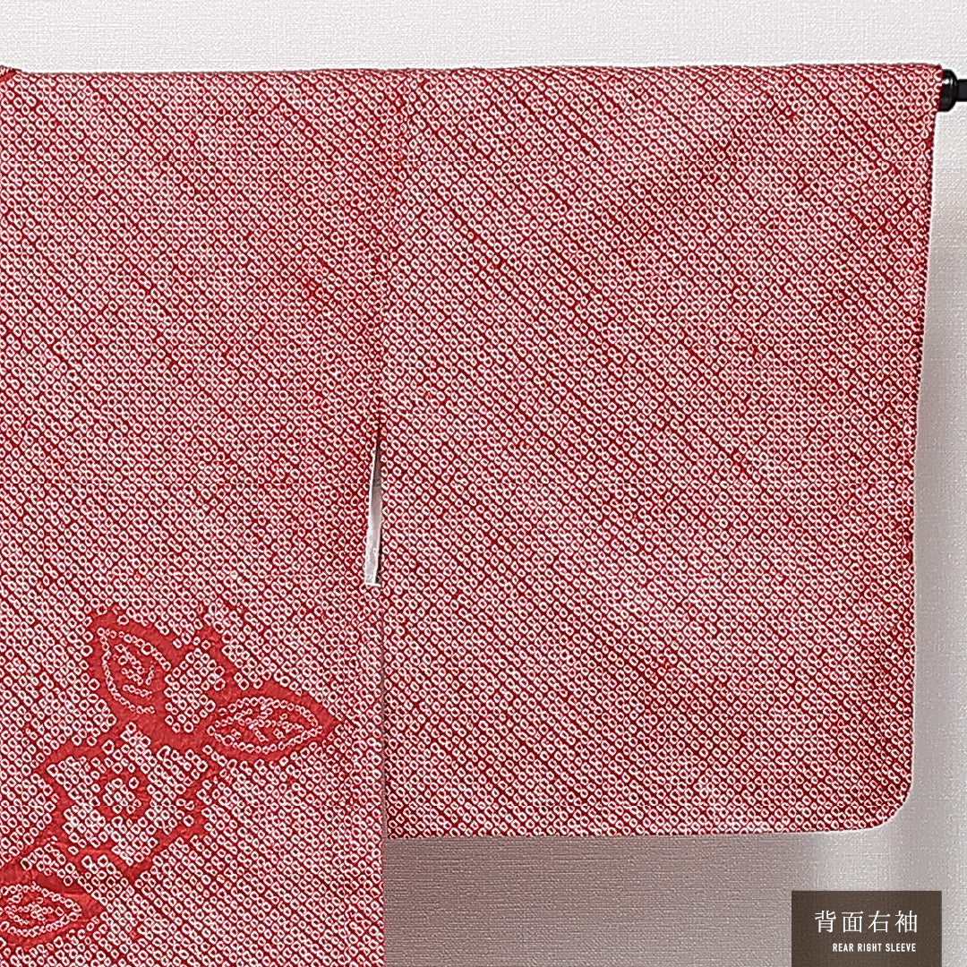 絵羽羽織 袷 身丈81cm 裄丈64cm 正絹 Sランク インフォーマル Mサイズ 花柄 赤系 RP 1234-14654