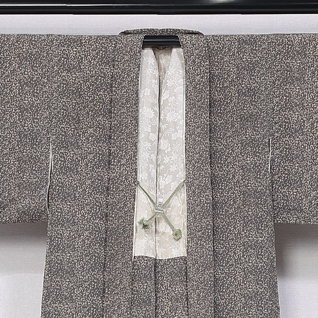 羽織 袷 身丈82cm 裄丈61cm 正絹 Aランク カジュアル Sサイズ 紐あり 抽象柄 茶系 RP 1232-11091