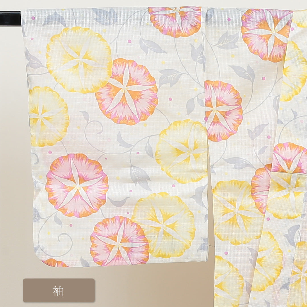 新品 浴衣 身丈163cm 裄丈67cm 木綿 洗える着物 朝顔 Nランク 1218-00033