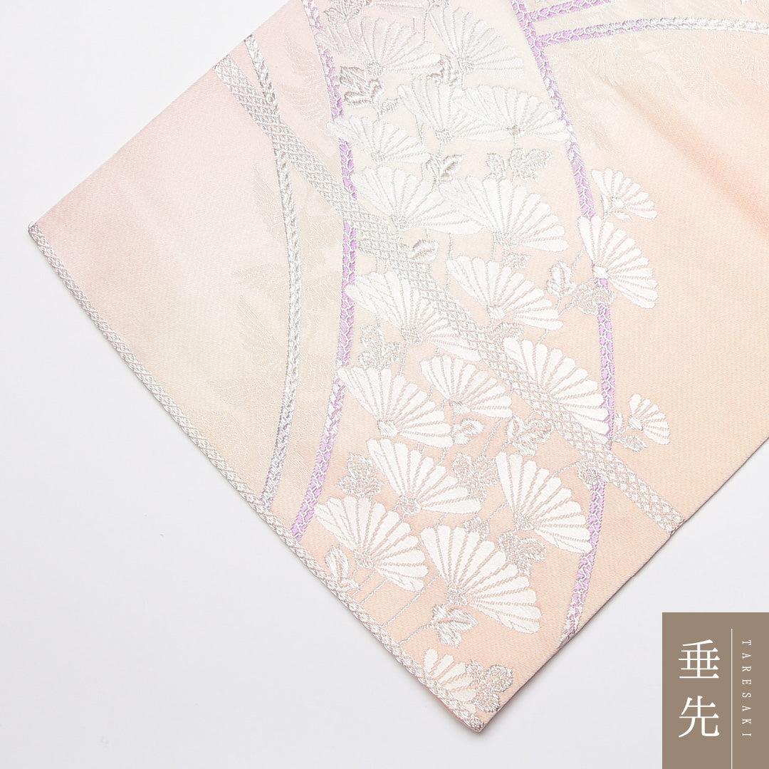 袋帯 帯丈426cm 正絹 六通 フォーマル 花扇 ピンク系 1243-01317