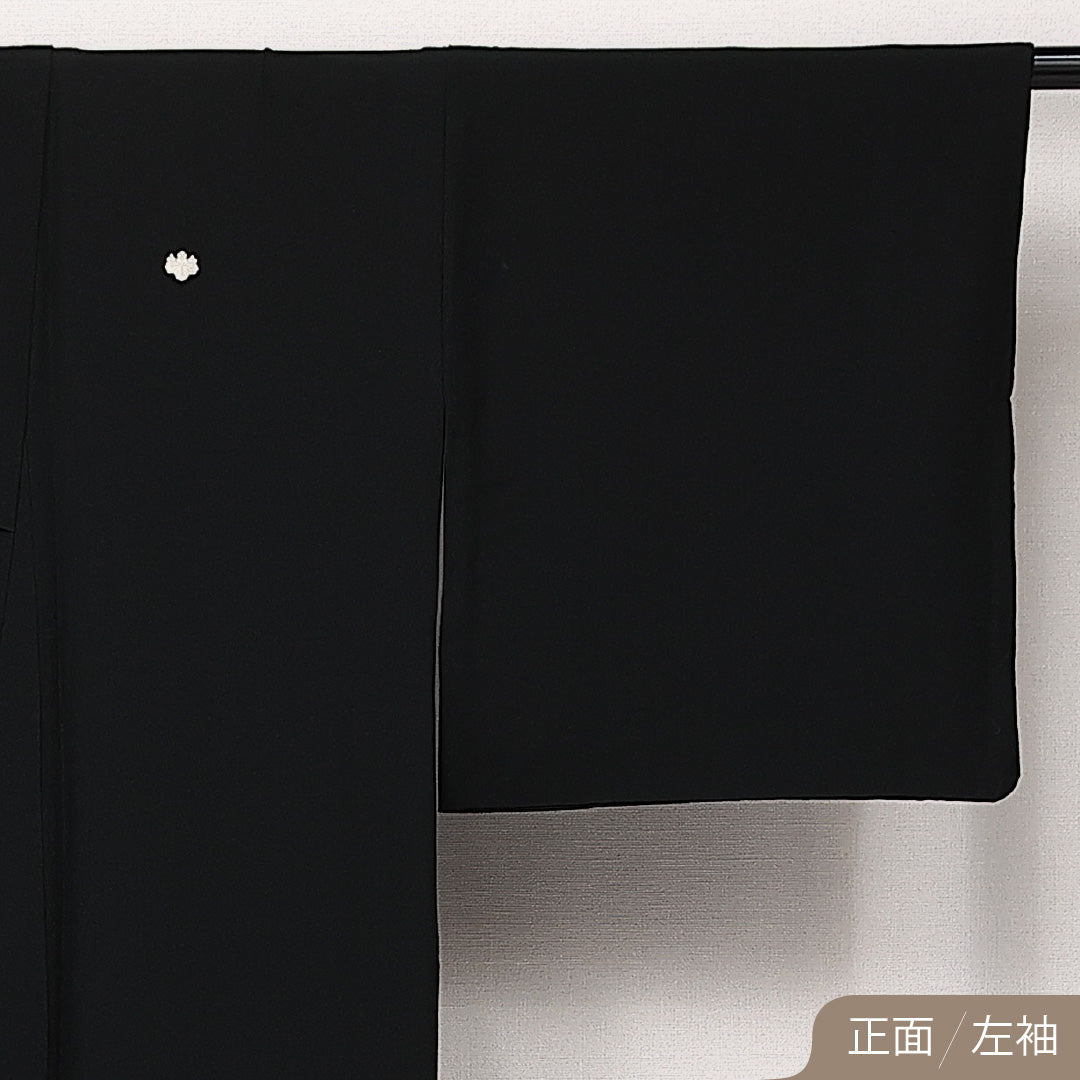 黒紋付 五つ紋 五三桐 身丈156cm 裄丈66.5cm Sランク 正絹 袷 広衿 M 無地 フォーマル シック 厳か 黒系 1299-F0610