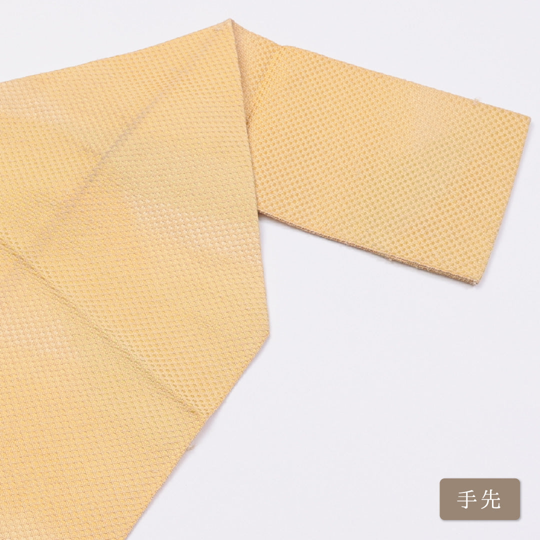 八寸名古屋帯 Cランク 帯丈277cm 正絹 六通 松葉仕立て 織り カジュアル 植物柄 黄系 LP 1245-00885