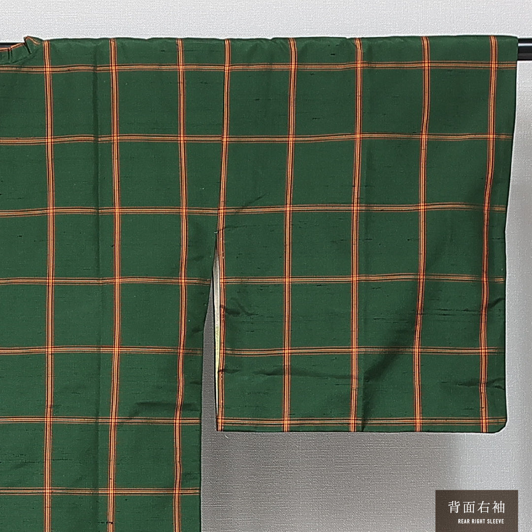 道行コート 袷 身丈85cm 裄丈62cm 正絹 Sランク インフォーマル Sサイズ 格子 緑系 RP 1237-14666