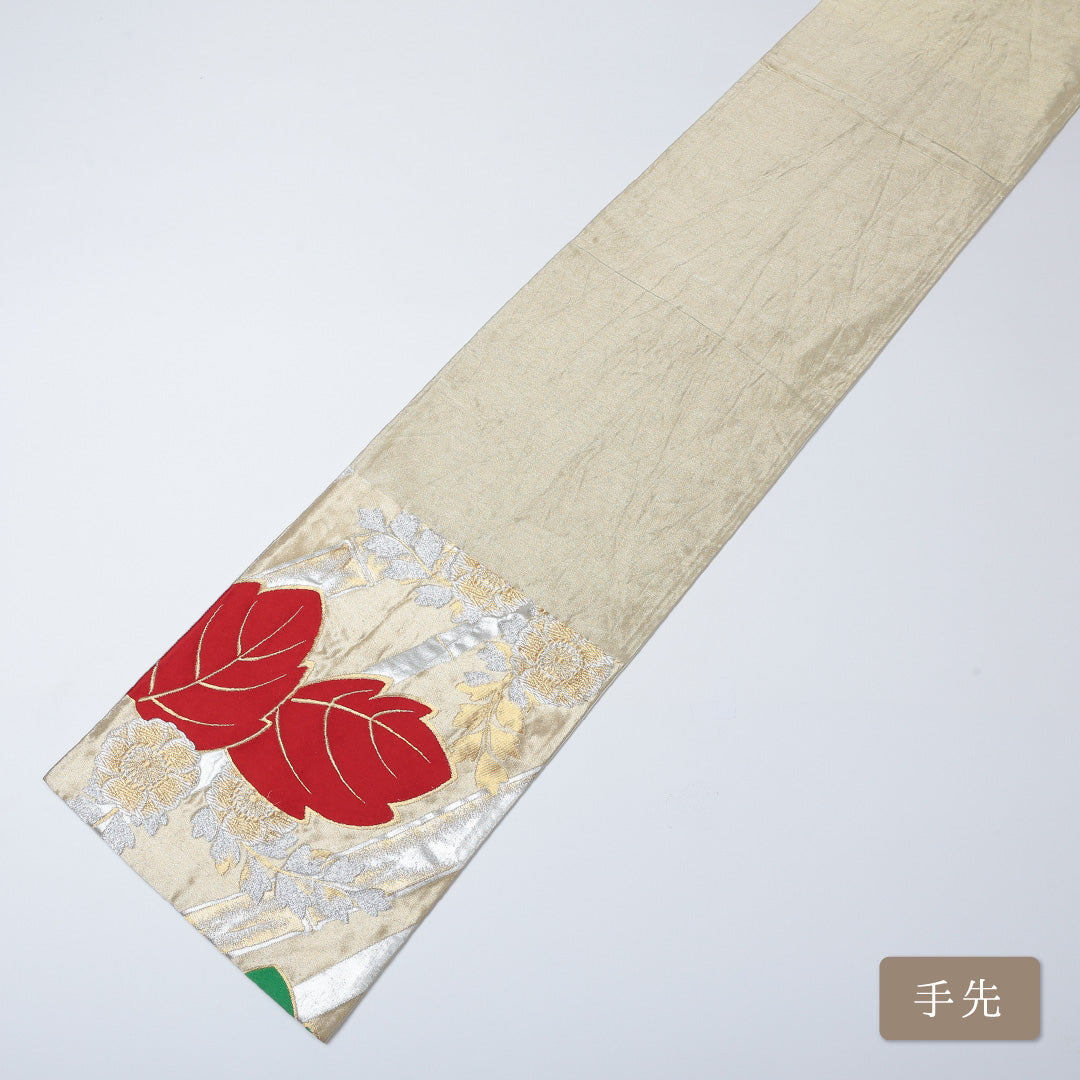 アンティーク 袋帯 帯丈460cm 六通 仕立て上がり フォーマル Aランク レトロ クリーム系 122300595315