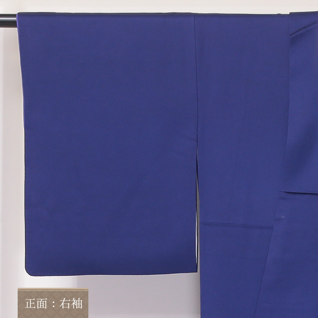 訪問着 袷 身丈160~164cm 裄62cm 正絹 葡萄 壺 蘇州刺繡 鉄紺 青系 Aランク 1212-00614