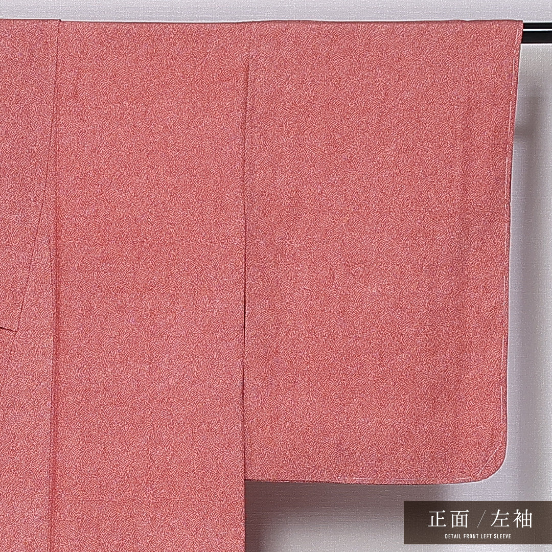 江戸小紋 (鮫) 袷 身丈158cm 裄丈63cm 正絹 Sランク インフォーマル 広衿 Mサイズ ピンク系 M4 1220-11392