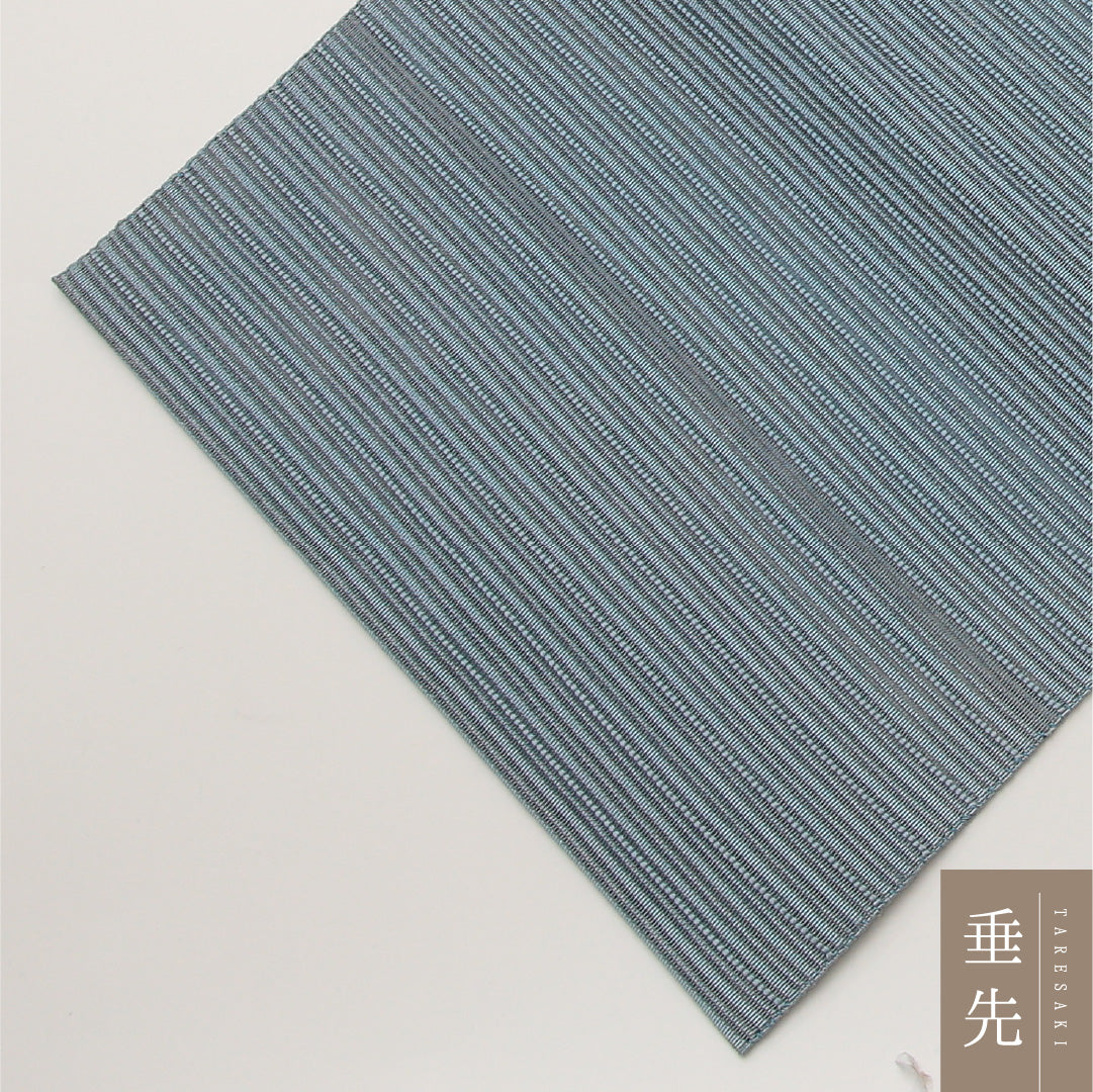 夏物 名古屋帯 ポイント柄 帯丈374cm カジュアル Aランク 正絹 絽 波 しつけ糸 青系 1224-02026