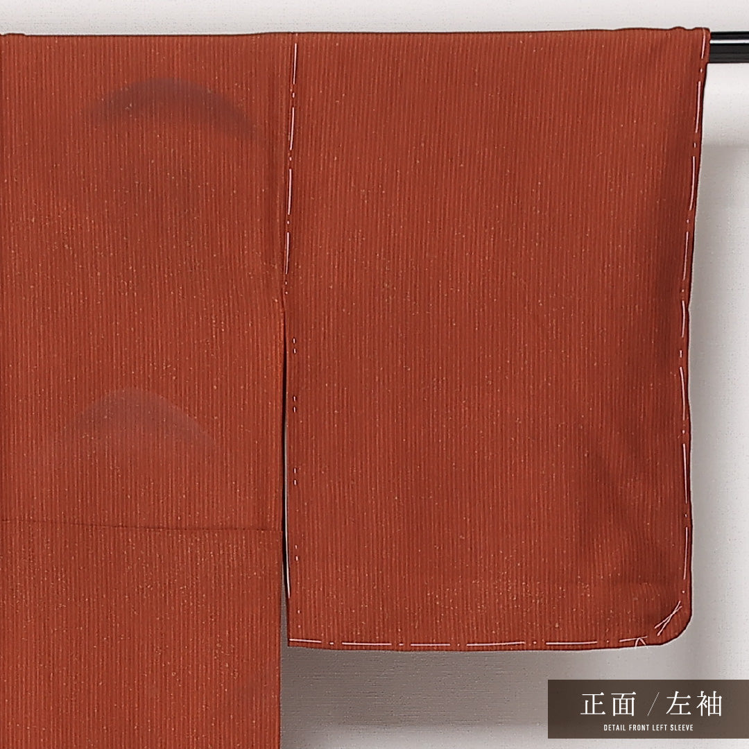 付下げ 袷 身丈151cm 裄丈64cm 正絹 Sランク インフォーマル 広衿 Sサイズ 山 縞 茶系 RP 1218-13611
