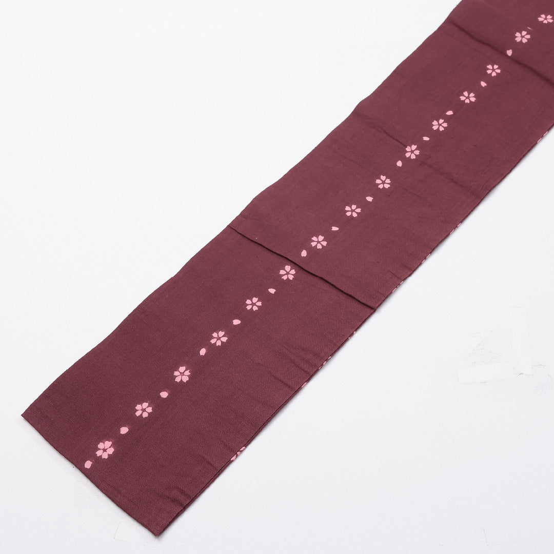 半幅帯 帯丈340cm 全通 小袋帯 小桜 木綿 赤系 Bランク 1225-000241