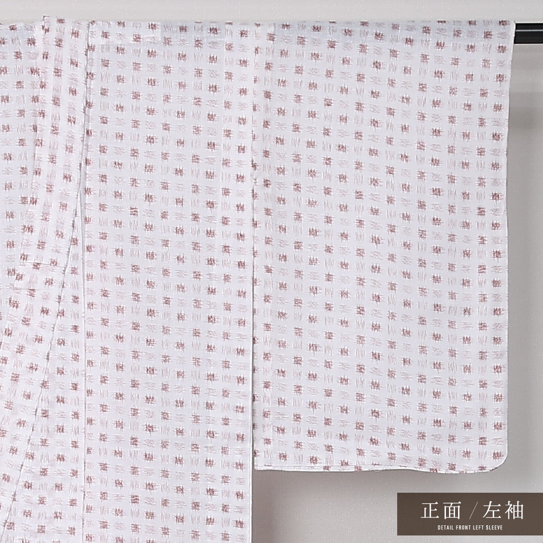 夏物 浴衣 身丈153cm 裄丈60.5cm Sランク S 木綿 洗える着物 夏物 バチ衿 シック 居敷当て 肩当て カジュアル 白系 1218-12461