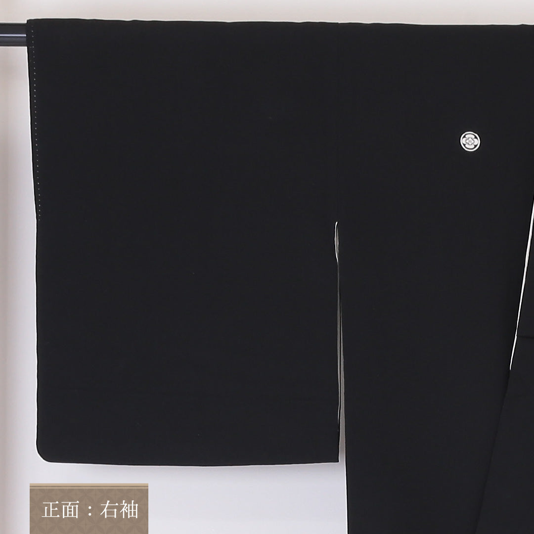 黒留袖 五つ紋 丸に木瓜 身丈166cm 裄丈64cm Aランク 正絹 袷 比翼 広衿 XL 鴛鴦 フォーマル 黒系 1211-F0208