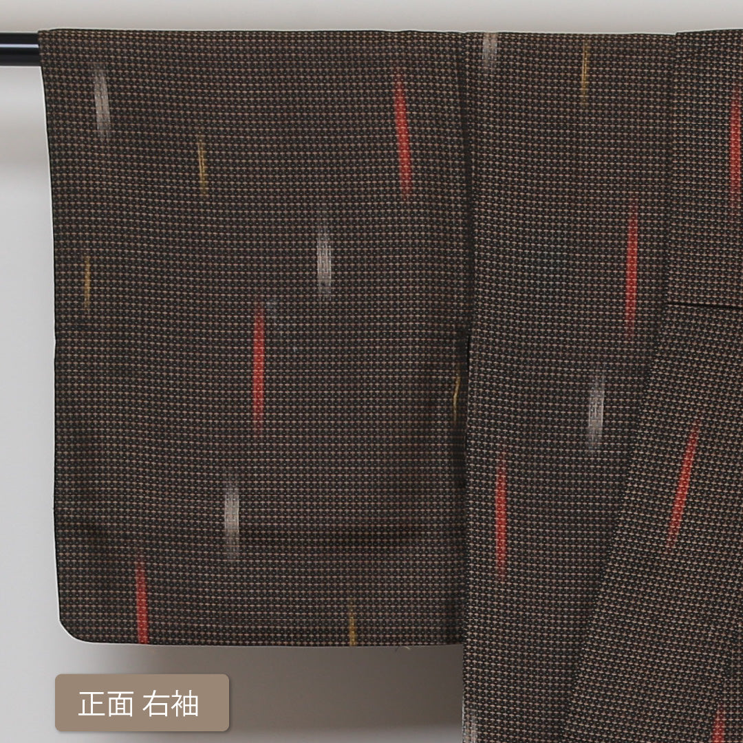 紬 夏紬 身丈146cm 裄62.5cm 正絹 茶系 Bランク 居敷当て 1216-00495-4114 1216-00495