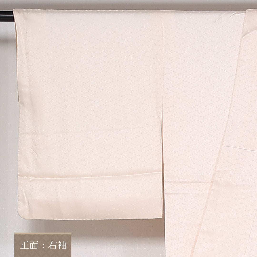 訪問着 袷 身丈163cm 裄丈65cm 正絹 Cランク セミフォーマル 広衿 Lサイズ 牡丹 吉祥文様 ピンク系 HP 1217-04769
