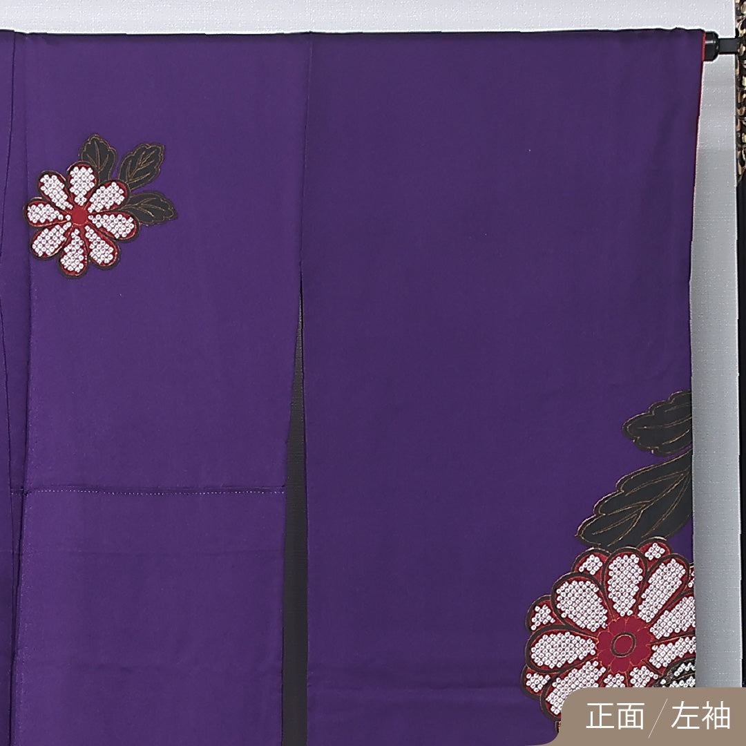 振袖 身丈167cm 裄丈67cm Sランク 正絹 袷 広衿 XL 菊 フォーマル シック 気品 紫系 1213-F0482