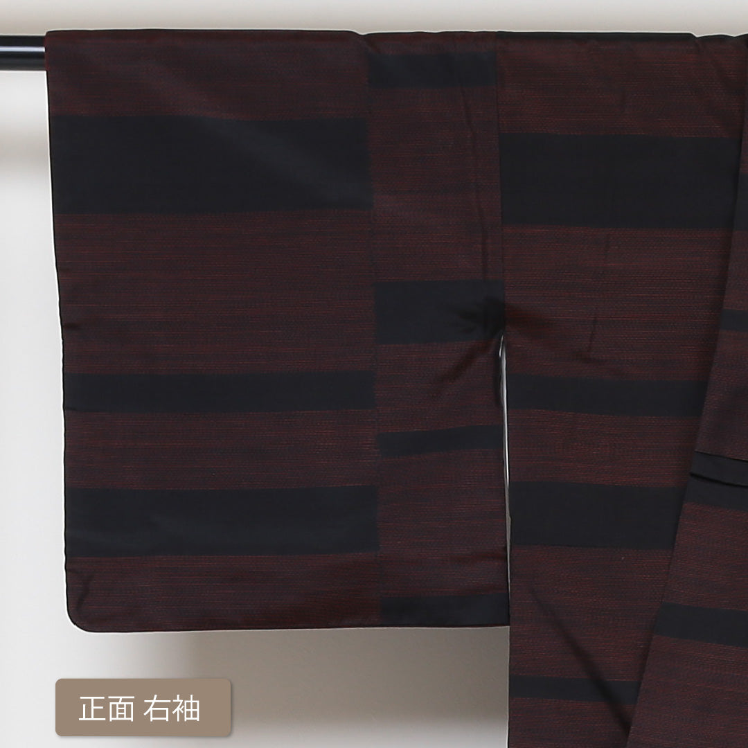 大島紬 袷 身丈156cm 裄丈63cm 正絹 Sランク インフォーマル 広衿 Mサイズ 緯総絣 創作柄 黒系 RP 1223-03015