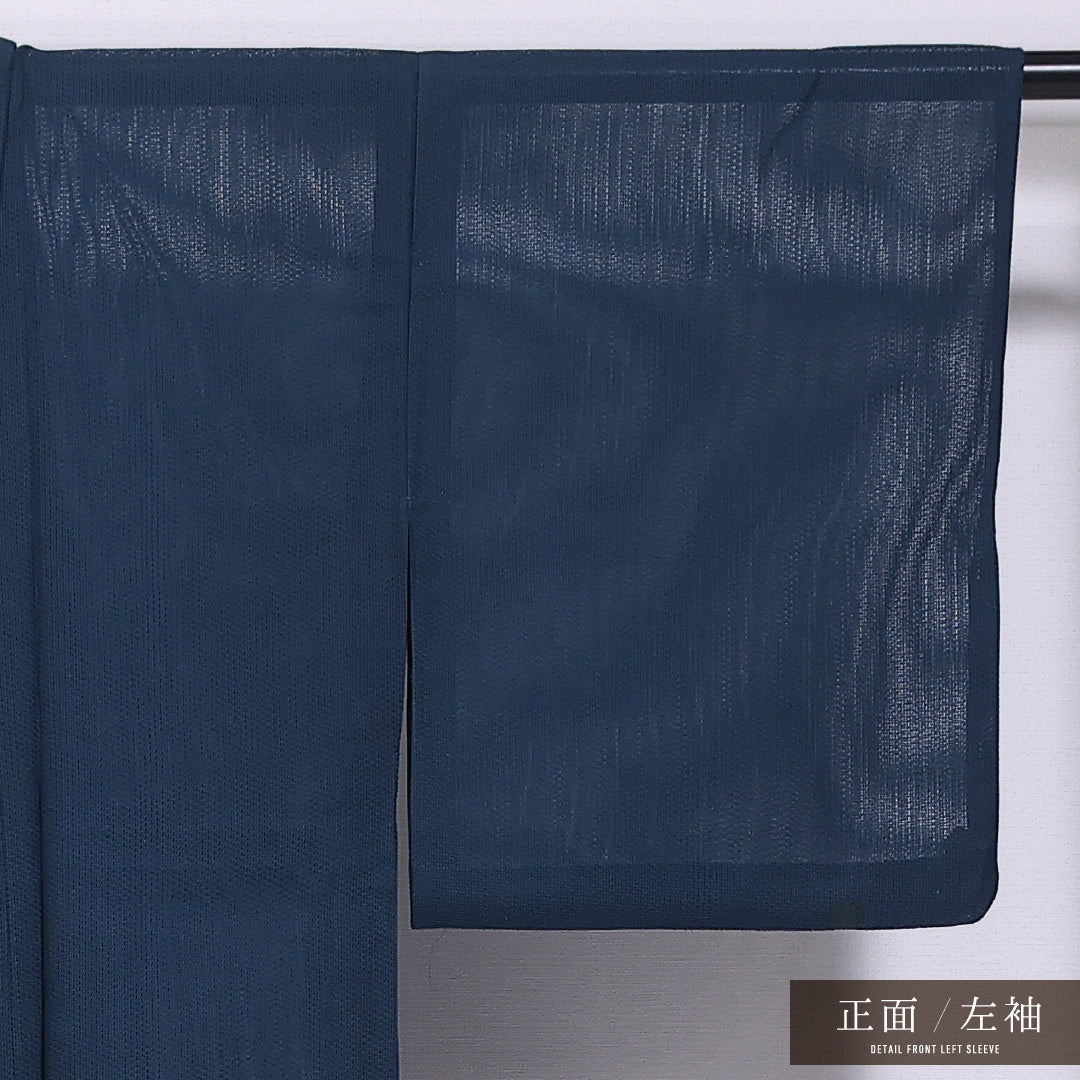 夏物 色無地 紗 身丈154cm 裄丈62cm 正絹 Cランク インフォーマル バチ衿 Sサイズ 無地 紺系 LP 1219-11810