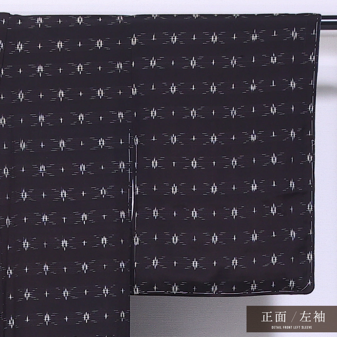 小紋 袷 身丈156cm 裄丈63cm 正絹 Aランク インフォーマル バチ衿 Mサイズ 十字絣 紺系 RP 1221-11797