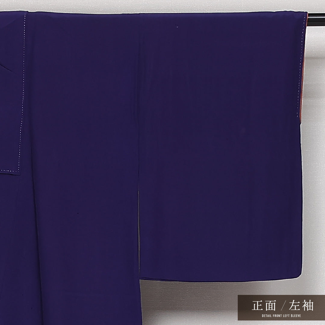 アンティーク 付下げ 袷 身丈145cm 裄丈61cm 正絹 Aランク バチ衿 XSサイズ 金箔 カサブランカ 紺系 PO 1218-13606