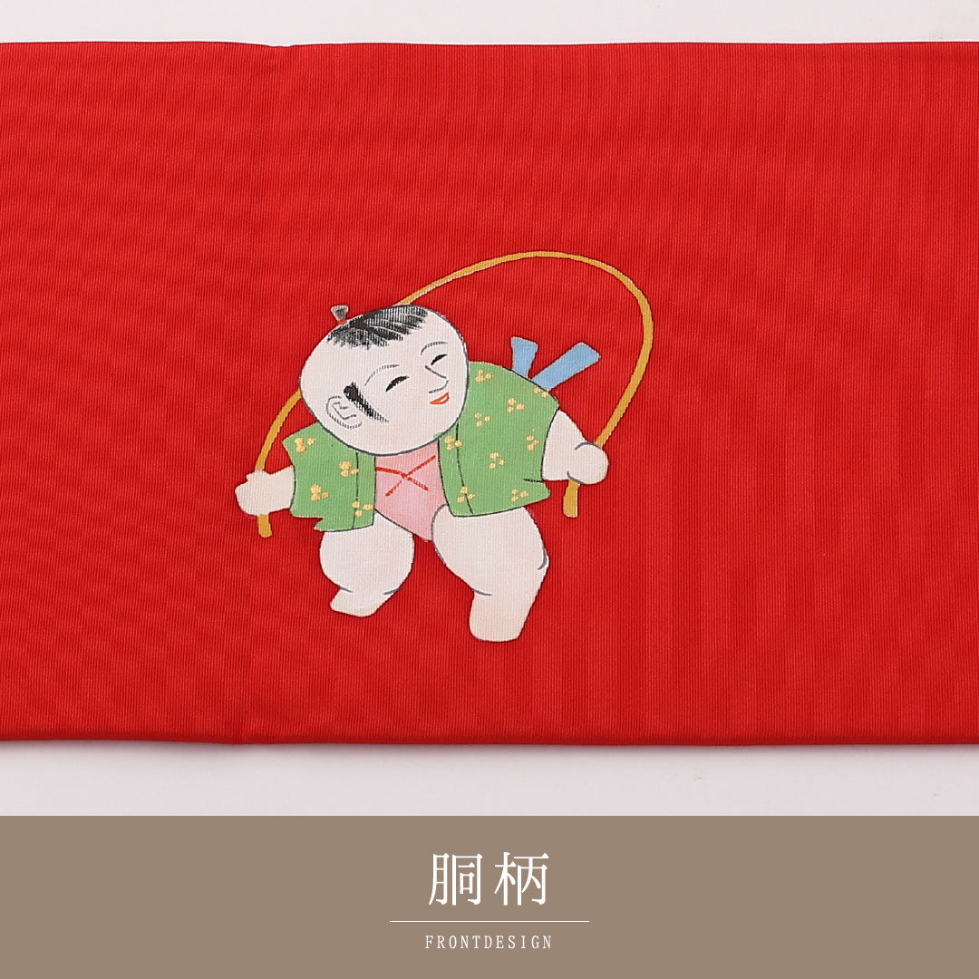 名古屋帯 ポイント柄 帯丈352cm カジュアル Sランク 正絹 塩瀬 唐子 赤系 1224-02380