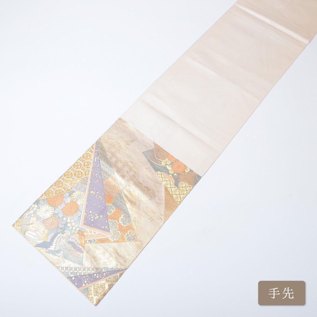 袋帯 帯丈428cm 六通 仕立て上がり フォーマル Aランク 鶴 吉祥文様 金系 122300605321