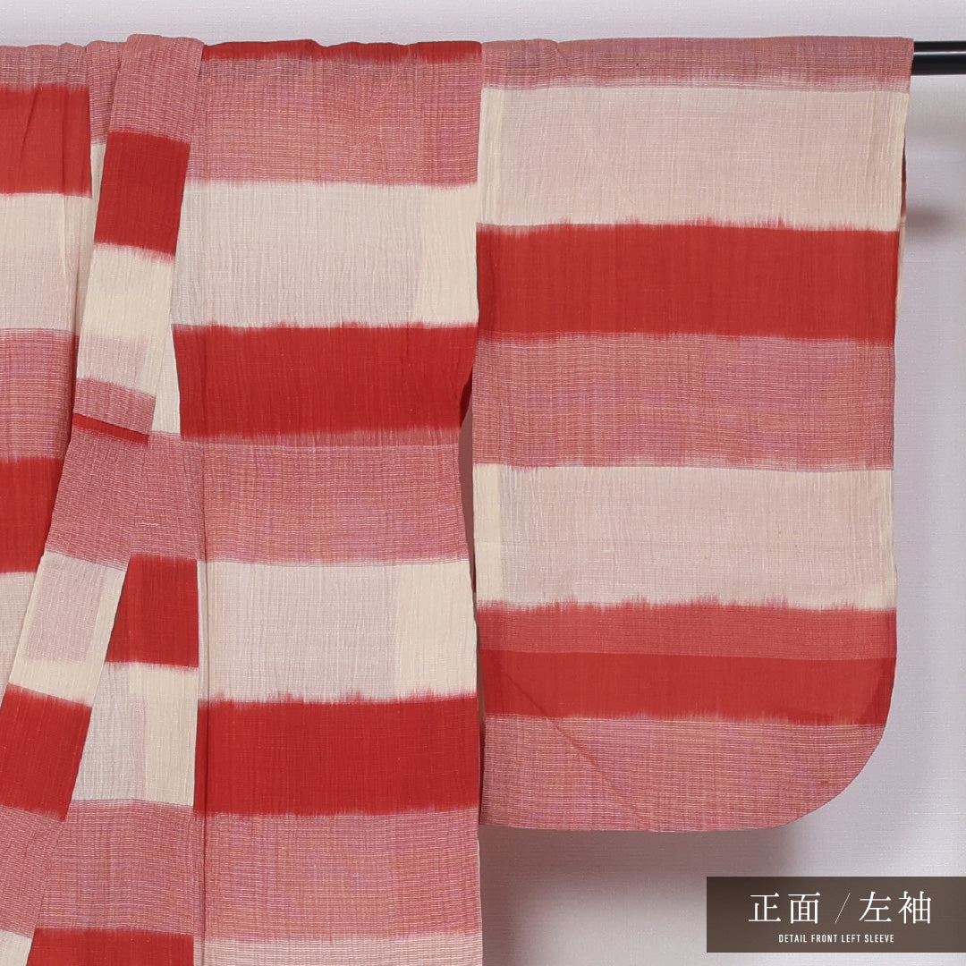 アンティーク 紬 身丈146cm 裄丈62.5cm XS 麻 Cランク 単衣 洗える着物 バチ衿 四角繋ぎ 1216-11422