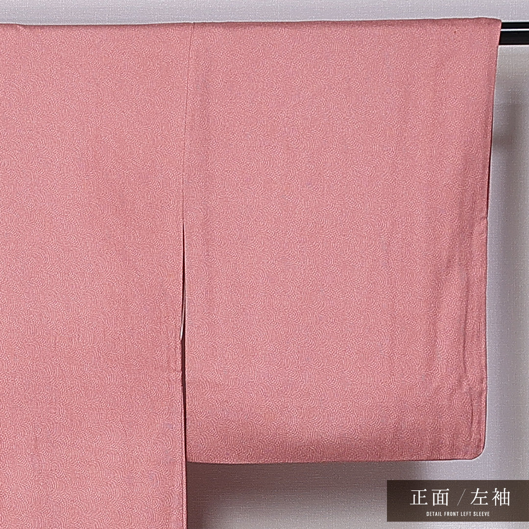 江戸小紋 (鮫) 袷 身丈158cm 裄丈65cm 正絹 Bランク インフォーマル 広衿 Mサイズ 極鮫 ピンク系 RP 1220-11278